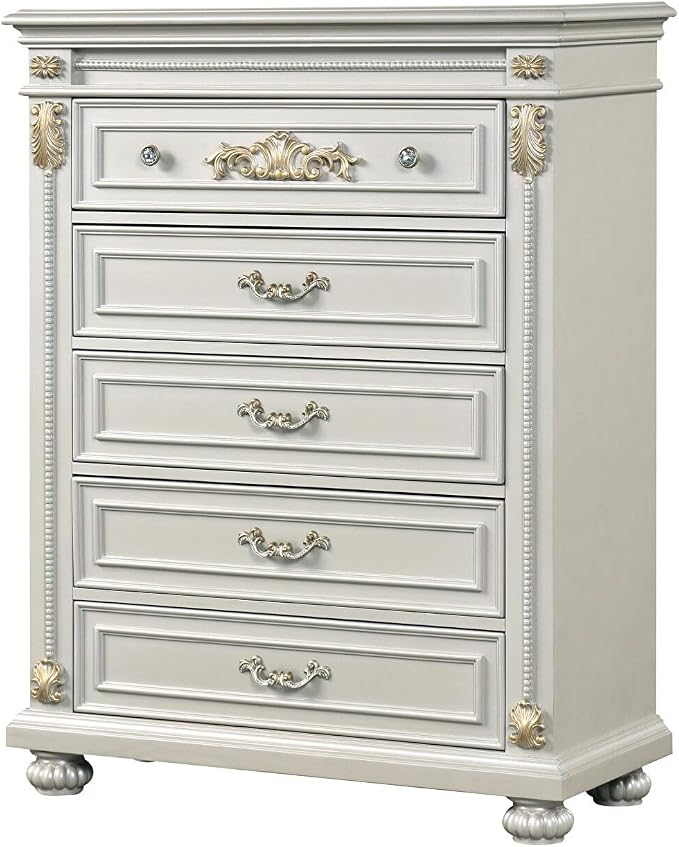 First of a Kind Cosmos Furniture Destiny White Queen 5 Piece Bedroom Set