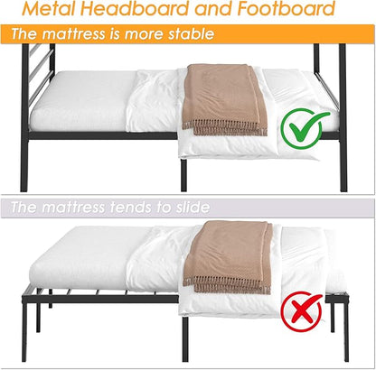 Lutown-Teen Full Canopy Bed Frame, Four Poster Metal Full Size Canopy Bed Frame, Heavy Duty Mattress Foundation with Underbed Storage, No Box Spring Needed, Easy Assembly, Black