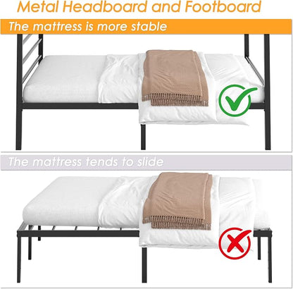 Lutown-Teen King Size Canopy Bed Frame, Four Poster Metal Canopy King Size Bed Frame, Heavy Duty Mattress Foundation with Underbed Storage, No Box Spring Needed, Easy Assembly, Black