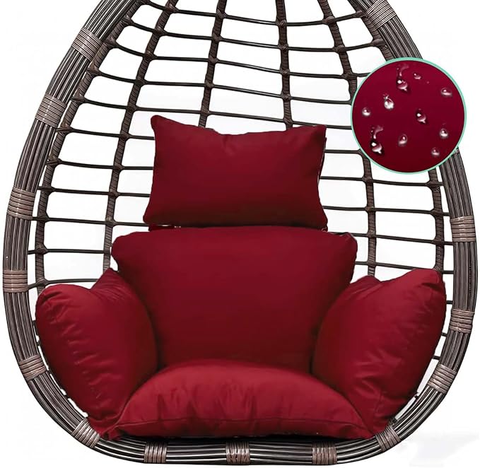 Waterproof Egg Chair Cushion Outdoor Swing Chair Replacement Patio Swing Basket Egg Chair Cushion for Indoor Outdoor Funiture Burgundy