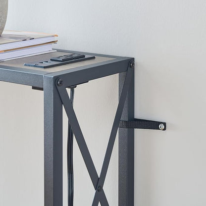 Gewudraw 70" Sofa Tables Narrow Long, Behind Couch Table with Oulets & USB Ports, Industrial Long Skinny Stand for Entryway,Hallway, Living Room, Bedroom 7.9" D x 70" W x 30.3" H
