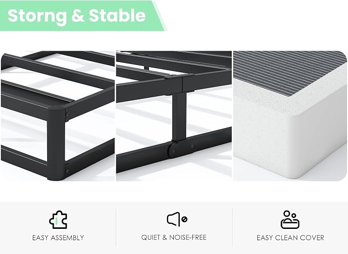 QEROMY 7 Inch Low Profile Box Spring, Sturdy Metal Frame Mattress Foundation, Easy Assembly, Quiet & Noise-Free, King Size