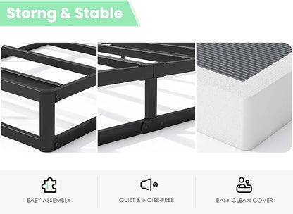 QEROMY 7 Inch Low Profile Box Spring, Sturdy Metal Frame Mattress Foundation, Easy Assembly, Quiet & Noise-Free, King Size