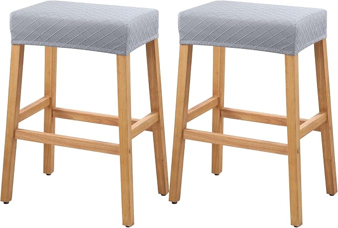 YISUN Stool Covers Rectangle - 2 Pack Stretch Waterproof Saddle Seat Cover Counter Bar Stools Bar Chairs Covers Kitchen Island Chairs Cushion Protector