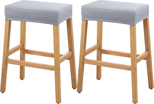 YISUN Stool Covers Rectangle - 2 Pack Stretch Waterproof Saddle Seat Cover Counter Bar Stools Bar Chairs Covers Kitchen Island Chairs Cushion Protector