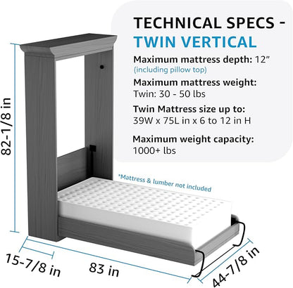 Create-A-Bed Twin Size Deluxe Murphy Bed Kit, Vertical