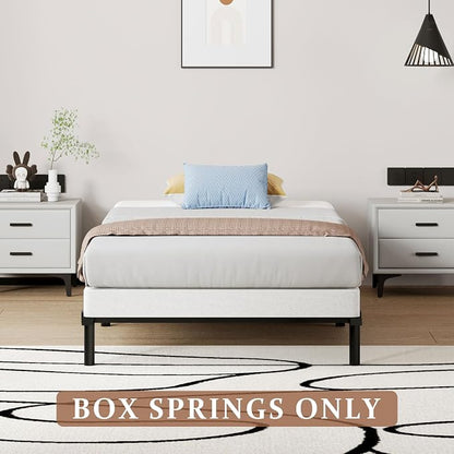 SHOANED Twin Size Box Springs - 5 Inch Low Profile Mattress Foundation No Noise Heavy Duty Metal Basics Bed Base with Clean Fabric Cover, Easy Assembly