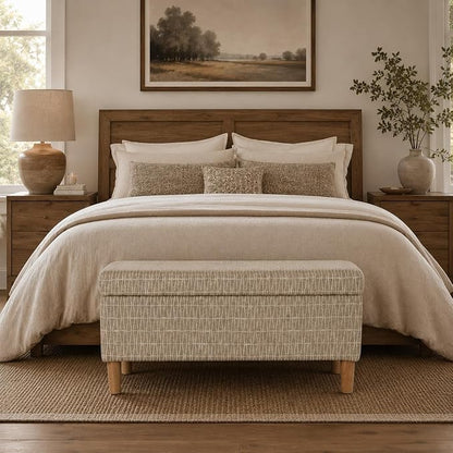 HomePop Malmo 36" Storage Bench - Tan Geometric Pattern