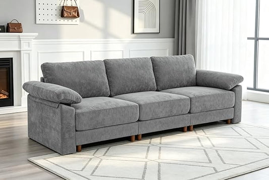 Oversized L Shaped Sectional Couch for Living Room, Extra Large Deep Seat Modular Sectional Sofa with Washable Covers, Modern Cloud Couch for Apartment, Bedroom (Light Gray, 3 Seater)