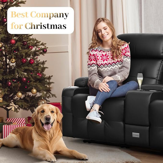 Reclining Loveseat, Massage Loveseat Recliner Sofa Heavy Weight Capacity, RV Love Seat Chair Clearance with Console, USB, Type C Port, Storage, Cup Holders, Wall Hugger Couch for Living Room