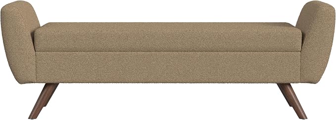 HomePop 60" Modern Storage Bench with Wood Legs - Brown