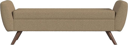HomePop 60" Modern Storage Bench with Wood Legs - Brown
