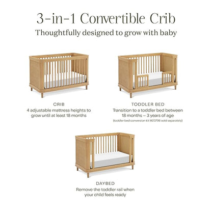 Namesake Marin with Cane 3-in-1 Convertible Crib in Honey and Honey Cane, Greenguard Gold Certified