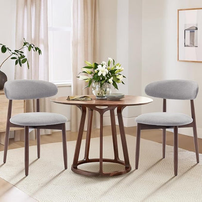 COLAMY Wooden Dining Chairs Set of 4, Modern Fabric Upholstered Dining Room Chair, Farmhouse Kitchen Chair with Foot Pegs, Light Grey