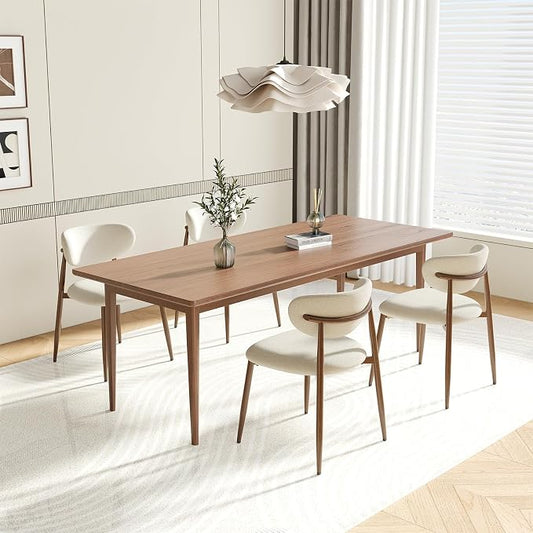 MALOL Upholstered Dining Chairs Set of 4, Curved Back Kitchen Chairs with Metal Legs and Anti Slip Pads, Dining Room Chair for Home and Restaurant, Beige