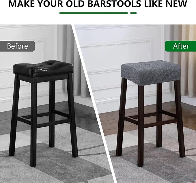 YISUN Stool Covers Rectangle - 2 Pack Stretch Waterproof Saddle Seat Cover Counter Bar Stools Bar Chairs Covers Kitchen Island Chairs Cushion Protector