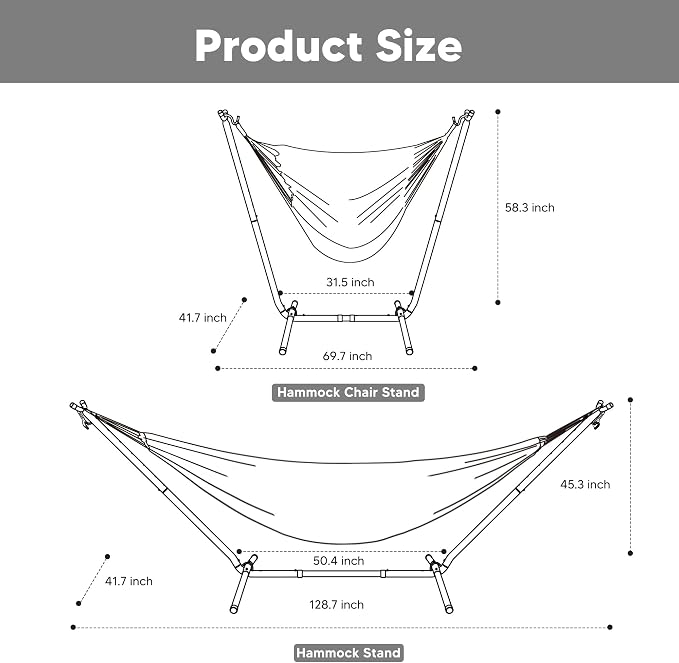 SUNCREAT 2-in-1 Convertible Backyard Fabric Hammock with Stand, Large Hammocks for Outside, Coffee & White