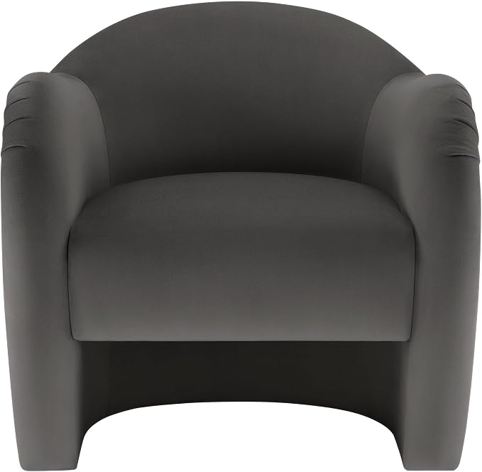 Modway Compose Barrel Chair with Performance Velvet Fabric in Storm Gray – Upholstered Accent Armchair with Curved Backrest – Cozy Lounge Chair for Reading – Round Comfy Single Sofa Club Chair
