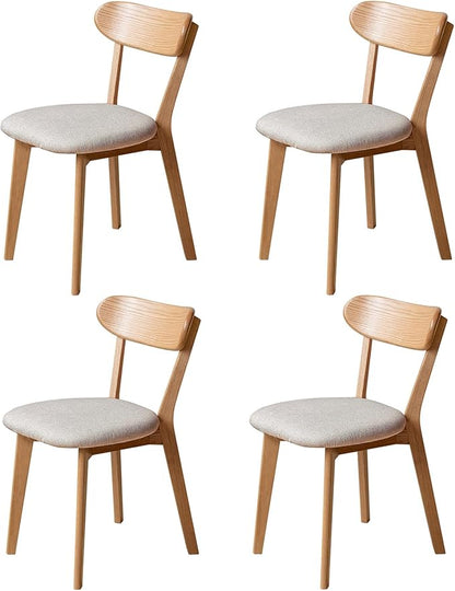 100% Solid Wood Dining Chairs,Mid Century Modern Dining Chairs with Rounded Backrest,Kitchen,Dining Room Chairs Set of 1/2/4 (4, Original Color White Upholstery)