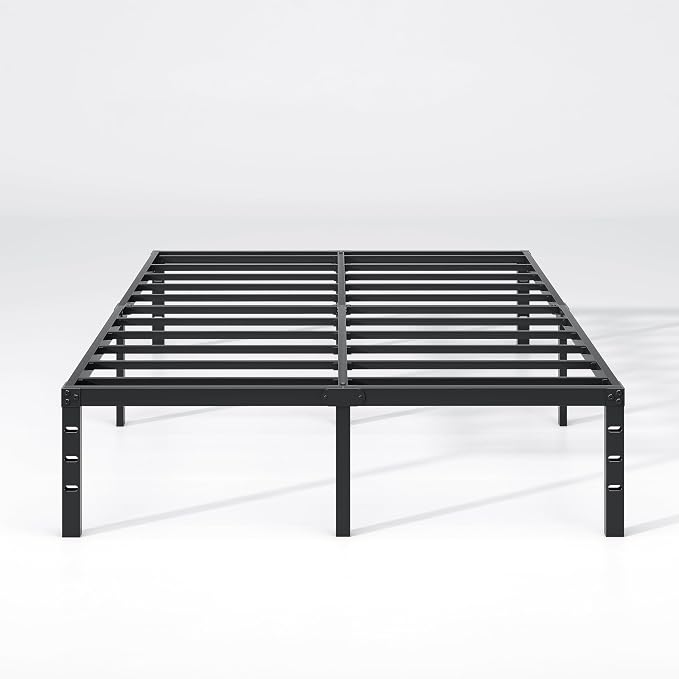 NEW JETO Metal Bed Frame,King Size Bed Frame with Storage Space,Heavy Duty Sturdy Mattress Foundation,Easy Assembly,No Box Spring Needed, Black,14 Inch,King, Bedroom Furniture