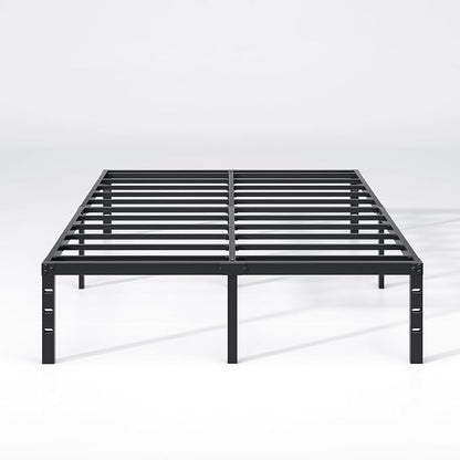 NEW JETO Metal Bed Frame,Queen Size Bed Frame with Storage Space,Heavy Duty Sturdy Mattress Foundation, Easy Assembly,No Box Spring Needed, Black,12 Inch,Queen
