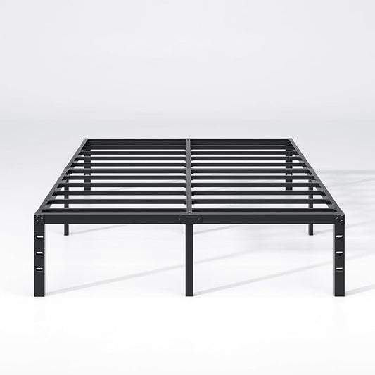NEW JETO Metal Bed Frame,Queen Size Bed Frame with Storage Space,Heavy Duty Sturdy Mattress Foundation, Easy Assembly,No Box Spring Needed, Black,12 Inch,Queen