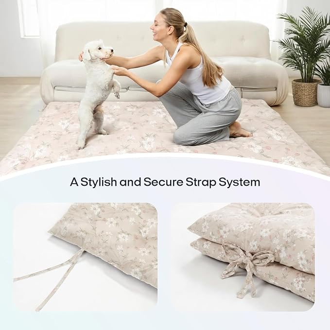 Syrinx Water Resistant Japanese Futon Mattress, Queen Size 80"x60", 2.5 Inch Thick Japanese Floor Mattress Tatami Mat, Foldable Floor Bed Sleeping Pad for Dormitory Guest Room Camping