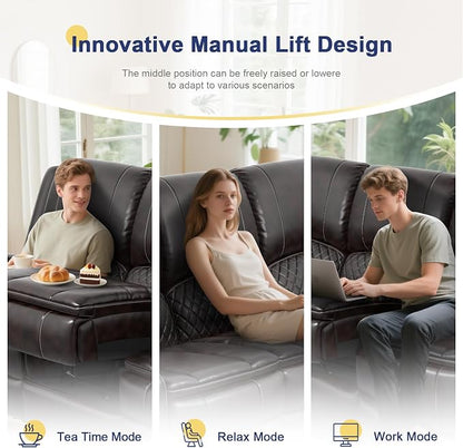 3+1 Manual Recliner Sofa, Maximum Load Capacity 1800lbs & Ergonomics Design, Multi-Functional Middle Seat & Home Theater Seating with Removable Armrest and Storage for RV Living Room (PU,Brown)