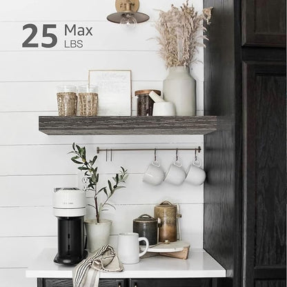 QEEIG Bathroom Floating Shelves for Wall - 15.7" Wall Mounted Shelf Over Toilet Farmhouse Home Decor Display Bookshelf Small 15.7 x 6.7 inch Set of 2, Grey (008-40GY)