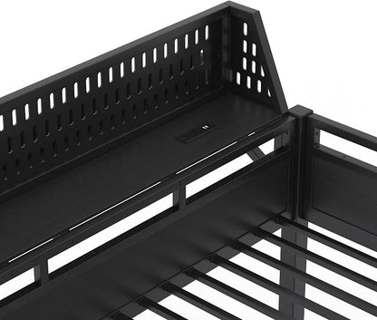 Bellemave Bunk Bed Twin XL Over Twin XL，Metal Bunk beds with Storage Shelves USB Ports and LED Lights, Black