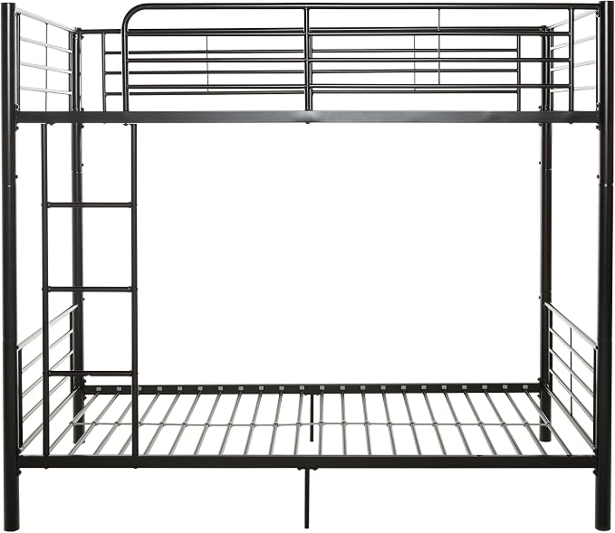 Walker Edison Elodie Urban Industrial Twin Over Twin Metal Bunk Bed, Twin Over Twin, Black