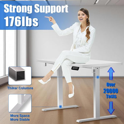 Whole Piece Standing Desk with Wheels Adjustable Height- Mobile Stand up Desk with Lockable Casters, Portable Sit Stand Desks Electric for Home & Office Workstation