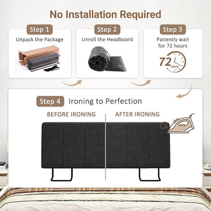 Full Size Headboard Only-No Assembly, Upholstered Headboard Full Size Linen Fabric Modern Style Headboards Extra-Thick, Black