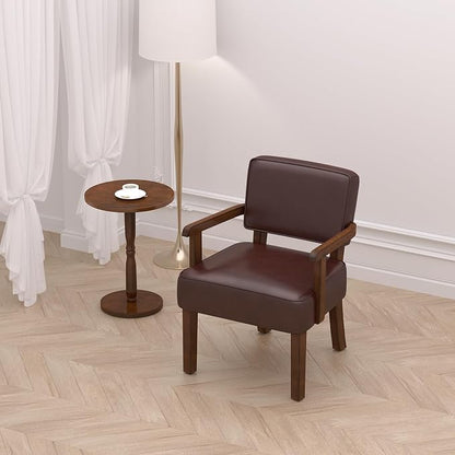 FAGAGA Accent Chair, PU Leather Living Room Chairs Oversized with Soft Seat and Armrests, Armchair for Bedroom, Dinning, Reading, Waiting Rooms (Leather Cherry)