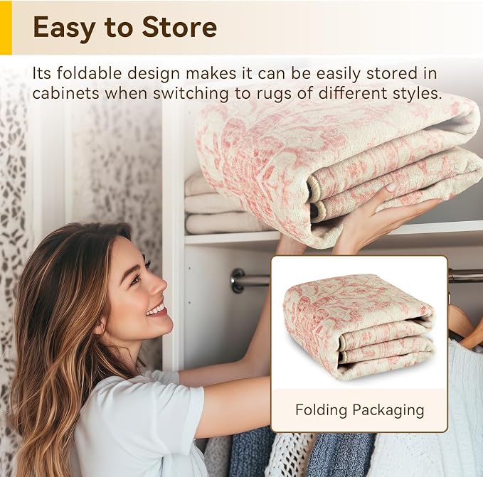 RELEANY Area Rugs Runner 2'x6' Washable Non-Slip, Floral Vintage Distress Medallion Carpet for Kitchen Hallway Bedroom Beside Laundry Room Bathroom, Pink Light Vintage Pink