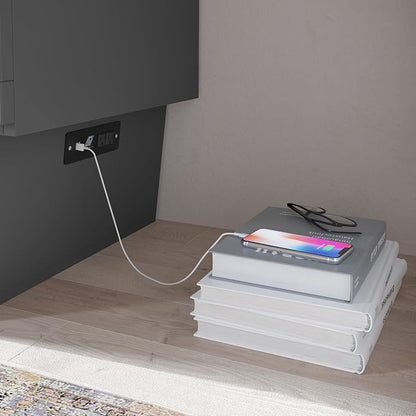 AFI, Nantucket Full Size Murphy Bed Chest with Mattress, Storage Drawer and Built-in USB Charger, Grey