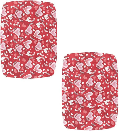 Valentines Bar Stool Seat Covers Hearts Leaf Bar Stool Covers Rectangle Set of 2 Counter Stool Bar Chair Covers for Kitchen Pub Dining Room Holiday Valentine Decor