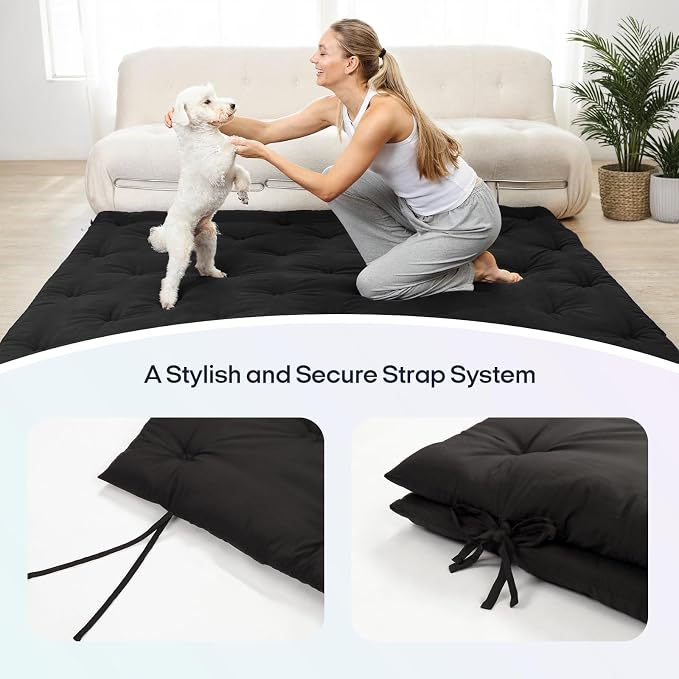 Syrinx Water Resistant Japanese Futon Mattress, King Size 80"x76", 2.5 Inch Thick Japanese Floor Mattress Tatami Mat, Foldable Floor Bed Sleeping Pad for Dormitory Guest Room Camping