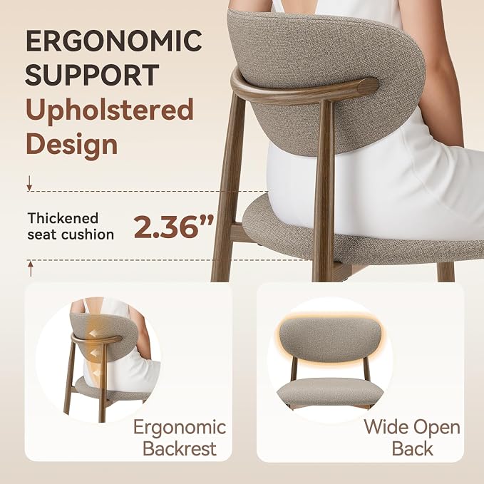 MALOL Dining Chairs Set of 4, Curved Back Kitchen Room Chairs with Metal Legs and Anti Slip Pads, Upholstered Dining Chair for Home and Restaurant, Camel