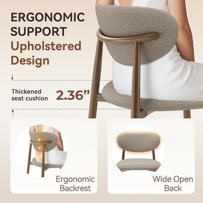 MALOL Dining Chairs Set of 4, Curved Back Kitchen Room Chairs with Metal Legs and Anti Slip Pads, Upholstered Dining Chair for Home and Restaurant, Camel