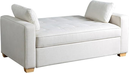 Serta Ainsley 66.5" Convertible Sleeper Loveseat, Full Size, Dreamcoil Comfort, Soft Woven Fabric, Oyster