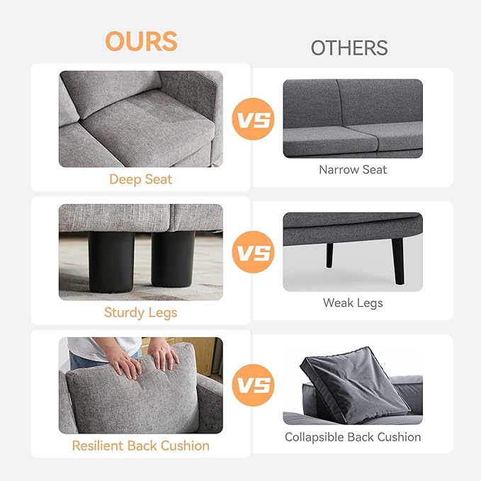 WUTUTUEE 83' Modular Sectional Sofa Convertible L Shaped Couch Set for Living Room, 4 Seat Storage Modular Sofa with Movable Ottoman, Chenille(Light Grey)