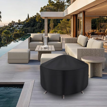 Round Fire Pit Cover for 30-36 Inch Firepit, Heavy Duty Outdoor Patio Fireplace Covers - Waterproof Dustproof Anti UV and Tear Resistant