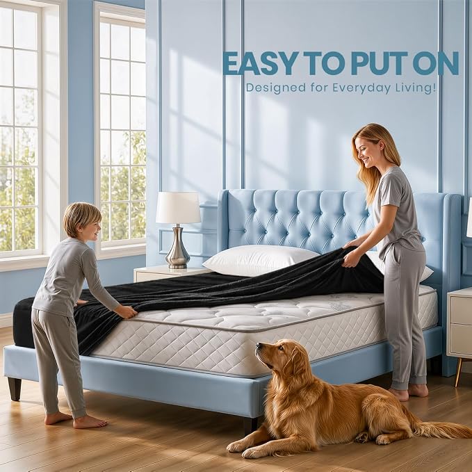 Utopia Bedding Waterproof Mattress Protector Twin XL Size, Premium Terry Mattress Cover 200 GSM, Breathable, Fitted Style with Stretchable Pockets (Black)