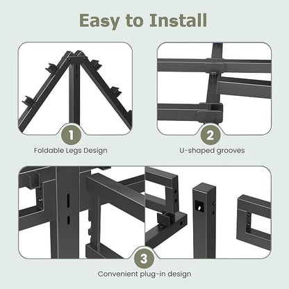 NKZ Twin Size Bed Frame 14 Inch, Metal Bed Frame & Box Spring 2 in 1 Platform with Round Corner Legs, 4000lbs Weight Capacity Reinforced Metal Frame, Headboard Hole, Noise-Free, Easy Assembly