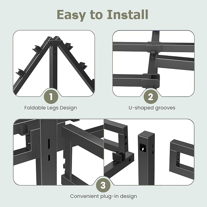 NKZ 10 Inch King Size Bed Frame, Metal Bed Frame & Box Spring 2 in 1 Platform with Round Corner Legs, 4000lbs Weight Capacity Reinforced Low Profile Metal Frame, Noise-Free, Easy Assembly