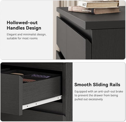 Jocoevol Black Tall 8 Drawer Dresser for Bedroom,Dressers & Chests of Drawers with Jewelry Storage,Wood Storage Dresser with Deep Drawers for Living Room Hallway Entryway(55.3" L*23.6" W*15.7")
