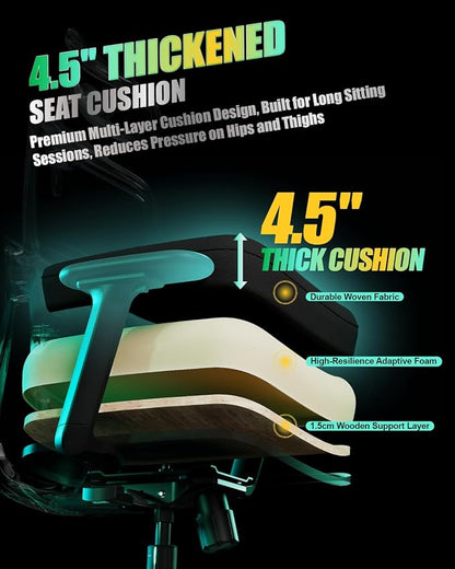 Ergonomic Office Chair, Home Office Desk Chairs, 3D Lumbar Support High Back Desk Chair, Comfortable Computer Chair & Gaming Chair for Office & Home - Black