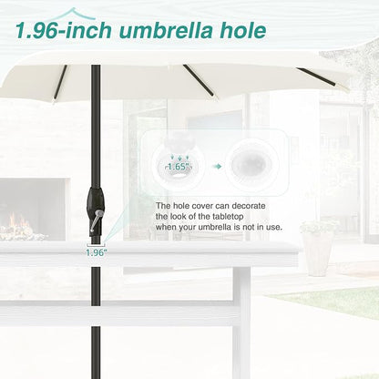 5 Piece Patio Dining Set, 66" Rectangle HDPS Weather Resistant Outdoor Table & 4 Patio Chairs Set with 1.96" Umbrella Hole, Heavy Duty Chairs for Backyard Balcony Deck, White