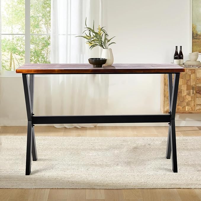 Industrial Rectangle Dining Table for Kitchen 41.3inch High Top Bar Table Narrow Patio Table Rustic Conference Working Desk for Office